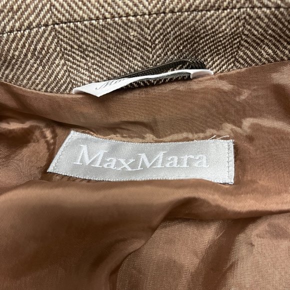 Max Mara herringbone blazer brown tan Italy linen 8 - Picture 6 of 8